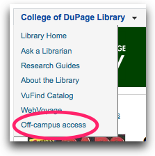 Off campus access link