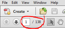 Page numbers in the Adobe toolbar